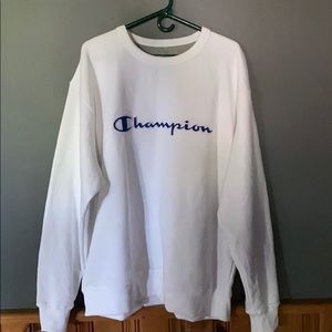 White and blue champion sweatshirt